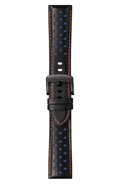 Shop Tissot Chrono Xl Nba Leather Strap Watch, 45mm In Black/ Orange/ Blue