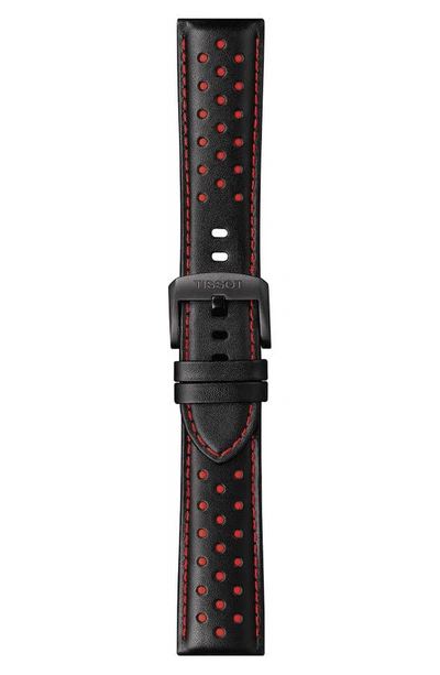 Shop Tissot Chrono Xl Nba Leather Strap Watch, 45mm In Black/ Red