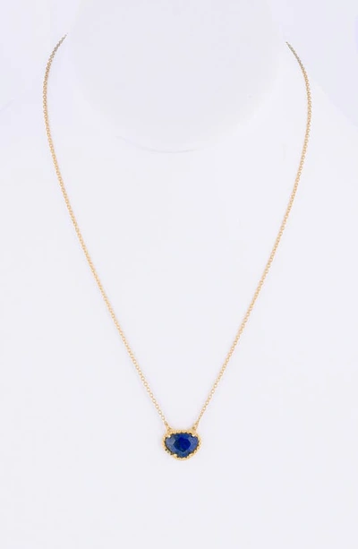 Shop Adornia 14k Gold Plated Sterling Silver Rose Cut Lapis Lazuli Pendant Necklace In Lapis Gold Vermeil