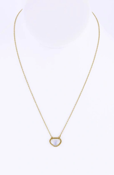 Shop Adornia Rose Cut Stone Pendant Necklace In Moonstone Gold Vermeil