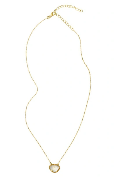 Shop Adornia Rose Cut Stone Pendant Necklace In Moonstone Gold Vermeil