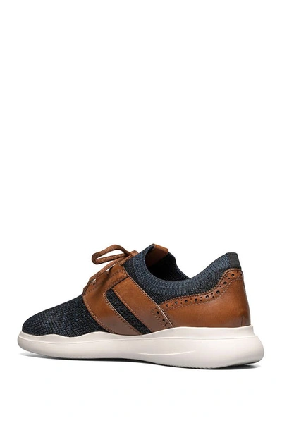 Shop Stacy Adams Moxley Knit Plain Toe Lace-up Sneaker In Navy/cognac