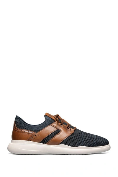 Shop Stacy Adams Moxley Knit Plain Toe Lace-up Sneaker In Navy/cognac