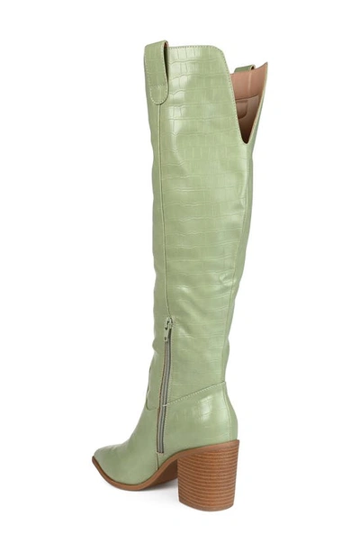 Shop Journee Collection Therese Tall Croc Embossed Western Boot In Green