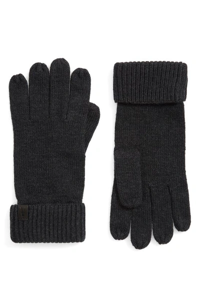 Shop Allsaints Merino Wool Gloves In Cinder Black Marl