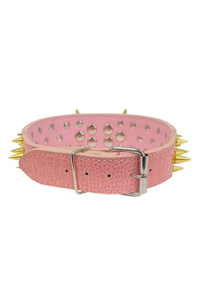 Shop Dogs Of Glamour Madex Luxury Spike Collar In Pink