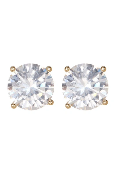 Nordstrom Rack Sterling Silver Round Cut Cz Studs In Clear/gold