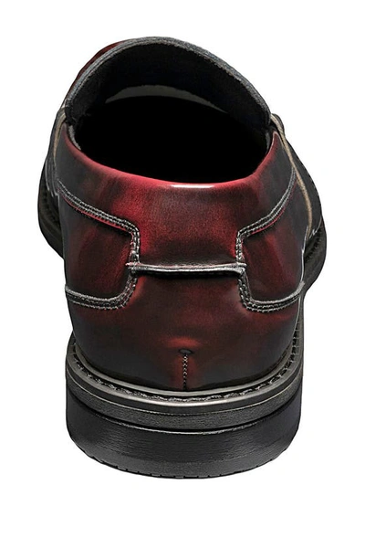 Shop Nunn Bush Lincoln Leather Moc Toe Penny Loafer In Polished Burgundy