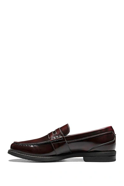 Shop Nunn Bush Lincoln Leather Moc Toe Penny Loafer In Polished Burgundy