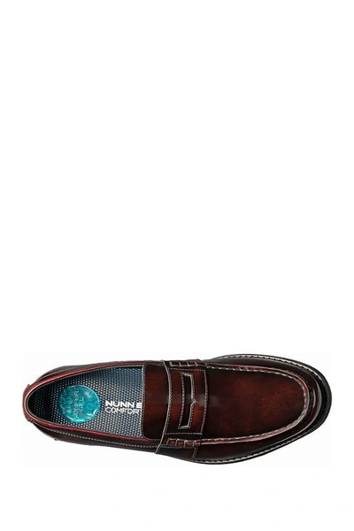 Shop Nunn Bush Lincoln Leather Moc Toe Penny Loafer In Polished Burgundy