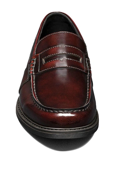 Shop Nunn Bush Lincoln Leather Moc Toe Penny Loafer In Polished Burgundy