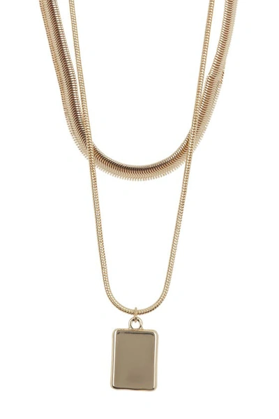 Nordstrom Rack Snake Chain Collar & Pendant Layered Necklace In Gold