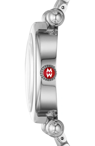 Shop Michele Caber Diamond Bracelet Watch, 35mm In Silver/ Mop/ Silver
