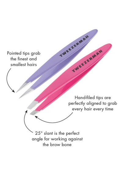 Shop Tweezerman Mini Slant Oval & Point Tweezer Combo Set In Multi