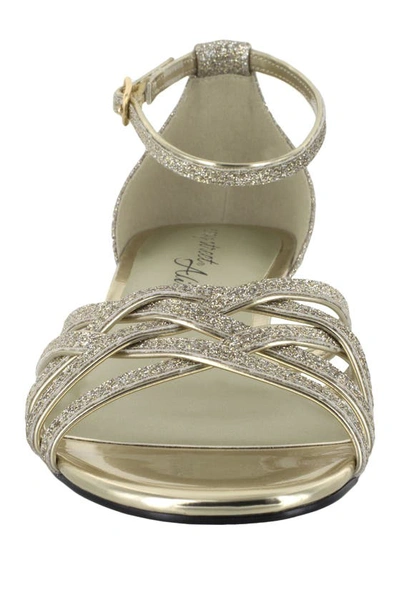 Shop Easy Street Tarrah Ankle Strap Wedge Sandal In Gold Glitter