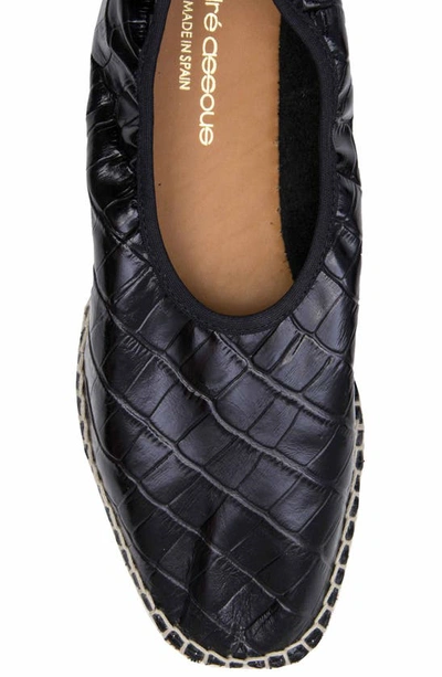 Shop Andre Assous Laurel Espadrille Flat In Black Croc Leather
