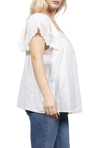 Shop Mauby Woven Top With Trim Sleeve In Ivory