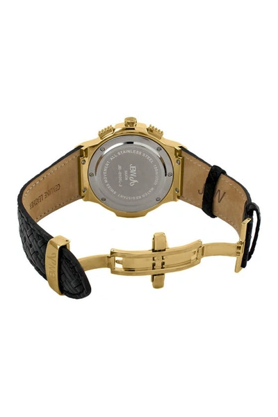 Shop Jbw Saxon Diamond Leather Strap Watch, 46mm In Gold
