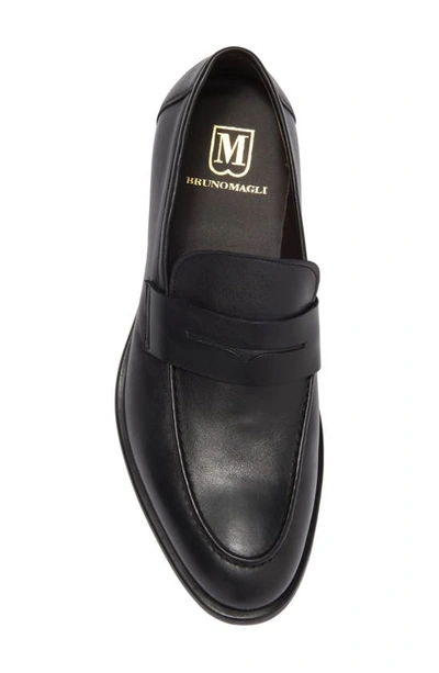 Shop Bruno Magli Roman Leather Penny Loafer In Black