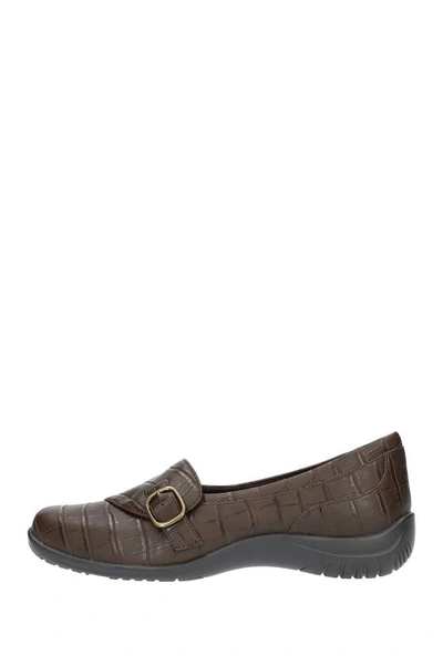 Easy Street Cinnamon Womens Man Made Slip On Penny Loafers In Brown Croco
