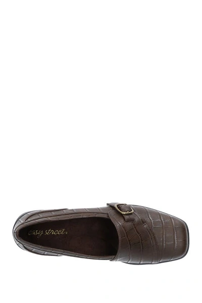 Easy Street Cinnamon Womens Man Made Slip On Penny Loafers In Brown Croco