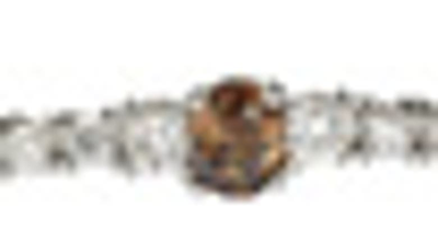 Shop Suzy Levian Sterling Silver Chocolate & White Cubic Zirconia Station Bracelet In Brown