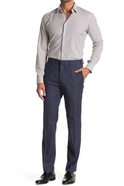 Reaction Kenneth Cole Texture Weave Slim Fit Dress Pant In Medium Blue