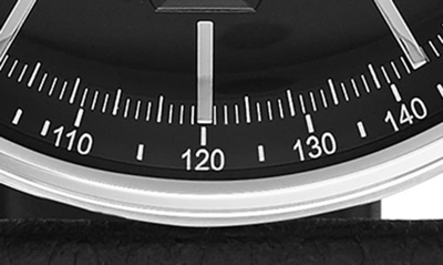 Emporio Armani Chronograph Black Leather Watch, 43mm In Silver