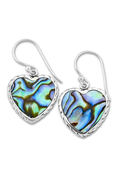 Samuel B. Silver Abalone Heart Earrings In Blue And Green