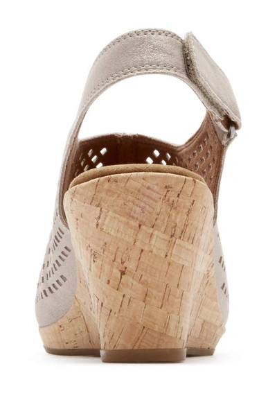 Shop Rockport Briah Perforated Wedge Sandal In Mtl Khaki Lth