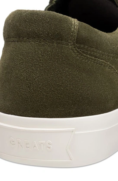 Shop Greats Wooster Slip-on Sneaker In Olive Suede
