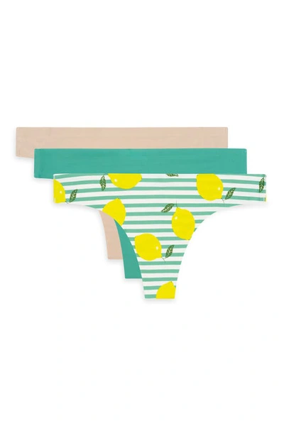 Shop Aqs Seamless Thong In Lemons/lime/nude