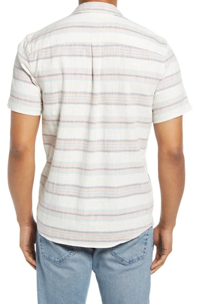 Shop Marine Layer Stripe Selvedge Short Sleeve Button-up Shirt In Bold Stripe