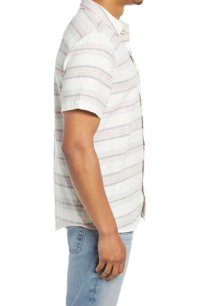 Shop Marine Layer Stripe Selvedge Short Sleeve Button-up Shirt In Bold Stripe