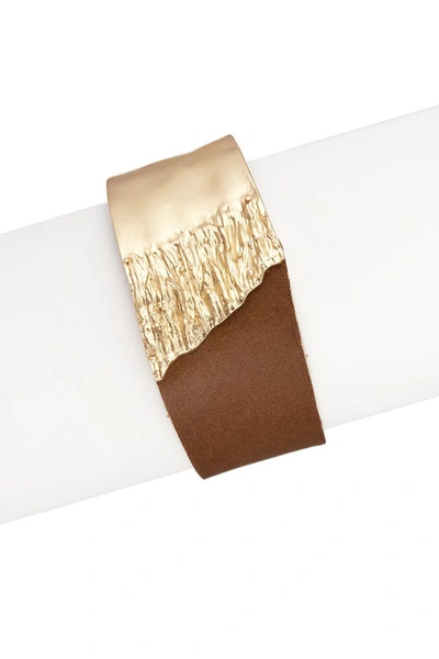 Shop Saachi Camel Wild Ways Genuine Leather Bracelet In Brown