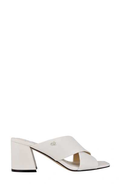 Shop Calvin Klein Isha Slide Sandal In White Leather