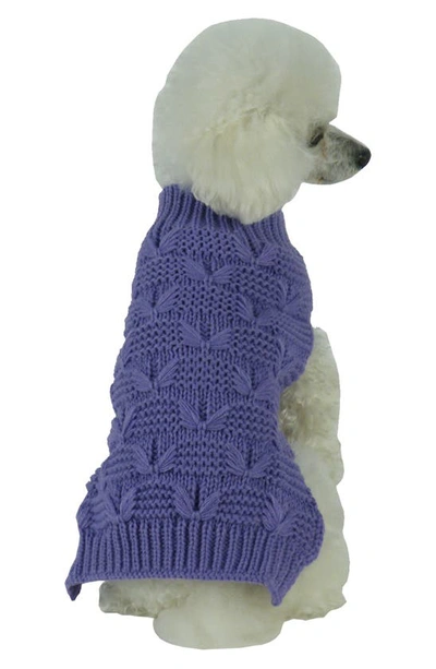 Shop Pet Life Butterfly Stitched Heavy Cable Sweater In Lavender Purple