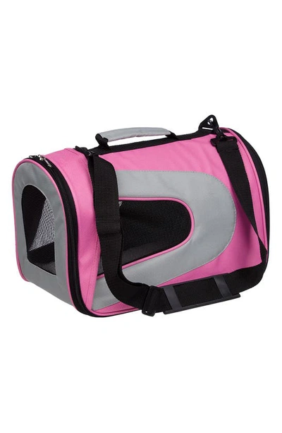 Shop Pet Life Airline Approved Folding Zippered Dog Carrier In Pink Cream
