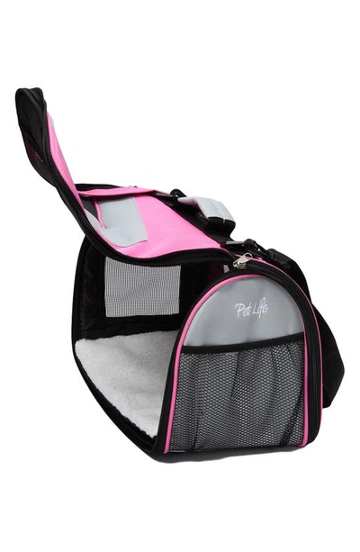 Shop Pet Life Airline Approved Folding Zippered Dog Carrier In Pink Cream