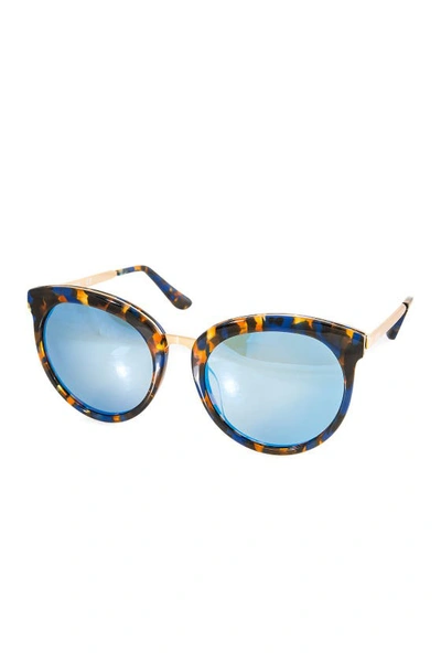 Shop Aqs Poppy 54mm Round Sunglasses In Orange-blue-black-gold