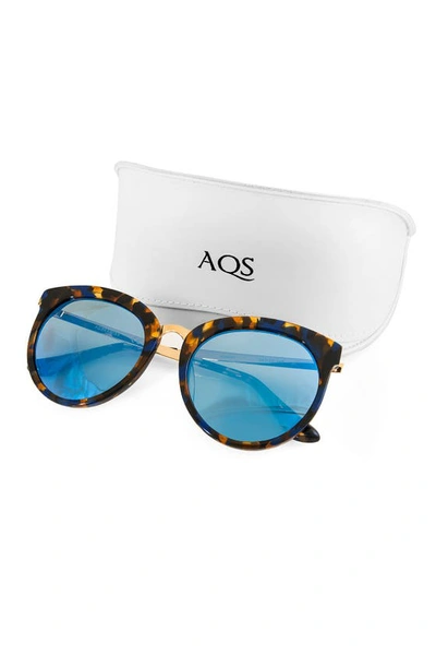 Shop Aqs Poppy 54mm Round Sunglasses In Orange-blue-black-gold