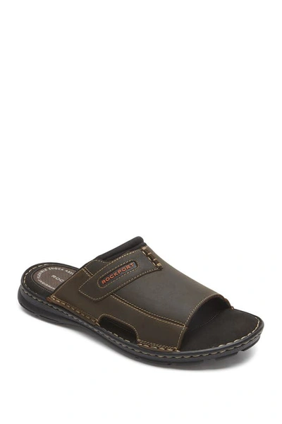 Shop Rockport Darwyn Slide 2 Sandal In Brown Leather