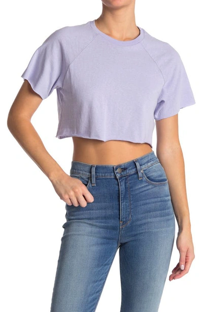 Shop Topshop Raglan Short Sleeve Crop Top In Lilac