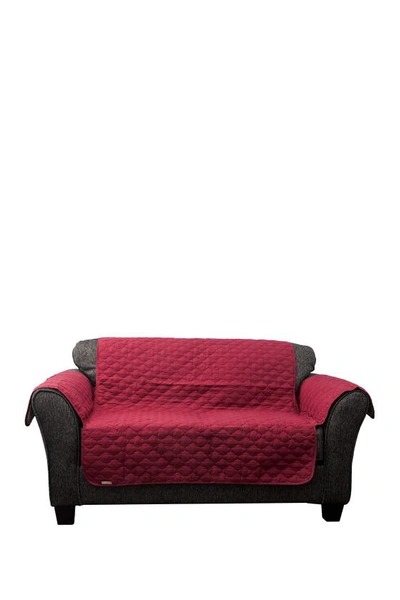 Shop Duck River Textile Garnet/natural Reynold Reversible Water Resistant Microfiber Loveseat Cover