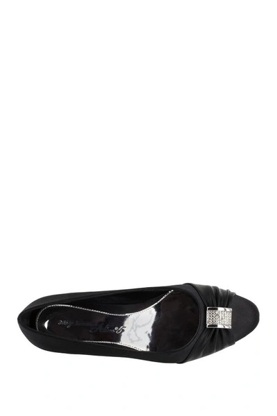 Easy Street Eloise Ruched Block Heel Pump In Black Satin
