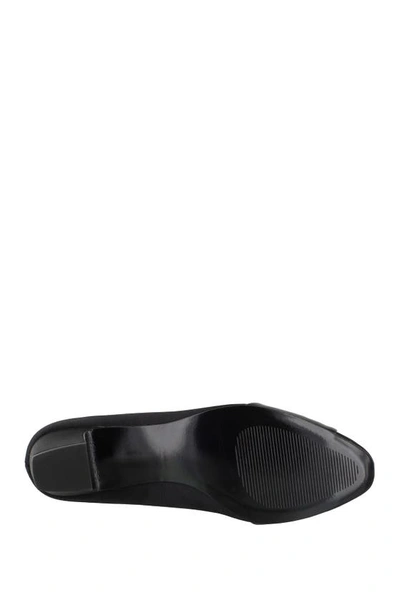 Easy Street Eloise Ruched Block Heel Pump In Black Satin