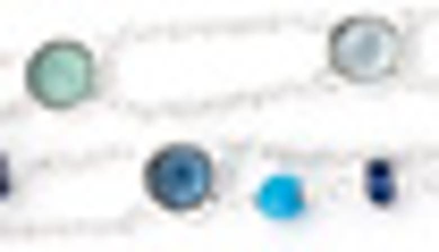 Samuel B. Sterling Silver Bezel Set Gemstone Multi Strand Bracelet In Blue