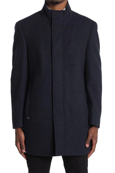Shop Hart Schaffner Marx Genoa Wool Blend Twill Coat In Navy