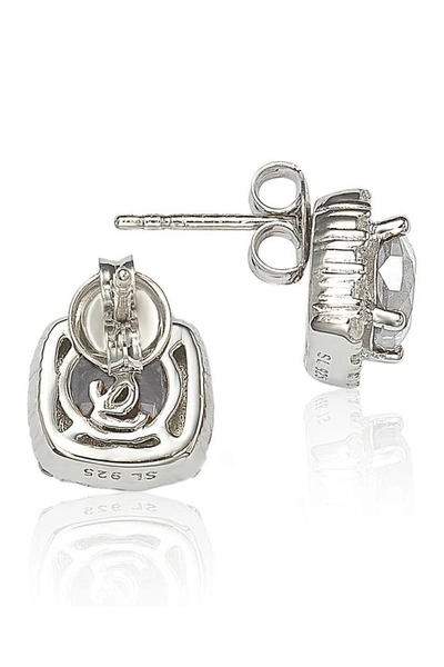 Suzy Levian White Cubic Zirconia Sterling Silver Princess Diana Stud Earrings