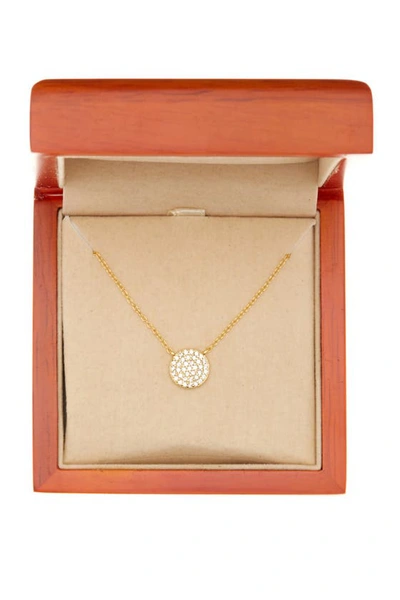 Argento Vivo Gold Plated Sterling Silver Cz Detail Circle Pendant Necklace In Gold